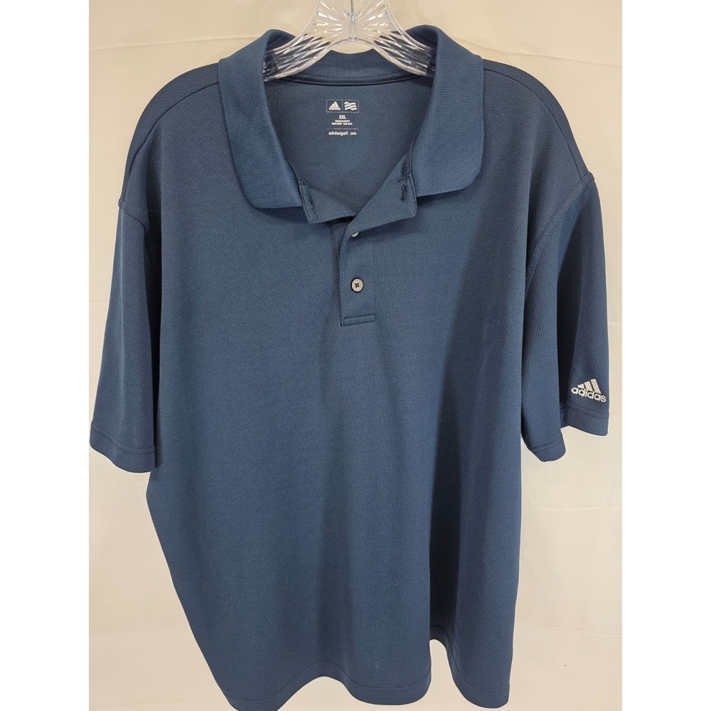 Adidas Golf Mens 2XL Navy Blue‎ Pique Short Sleeve Performance Polo Shirt